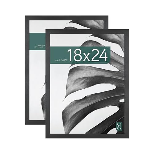 MCS Studio Gallery 18x24 Poster Frame Black Woodgrain, Vertical & Horizontal Wall Hanging Large Picture Frame for Photos, Posters & Art Prints (2-Pack)
