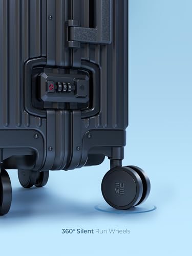 Image of EUME 100% Aluminium Cabin Trolley Bag Small for Travelling 50cm | Durable High-End 8 Silentrun 360 Degree Spinner Wheels | Premium Trolley Bag Small for Travel (Black with Black Wheels)