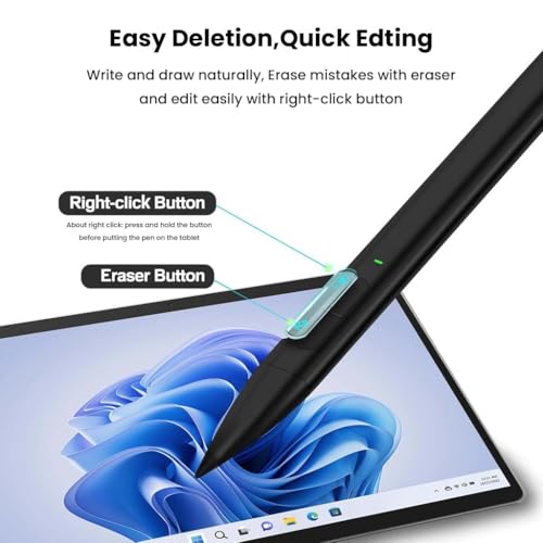 Image of Surface Pen Pencil Slim Pen 2 Stylus for Microsoft Surface Pro 11 /10 /9 /8 /7 /6 /X /Book with Palm Rejection,Tilt Sensitivity,4096 Pressure Sensitivity,Magnetic Attachment,Erase&Right Click,Black