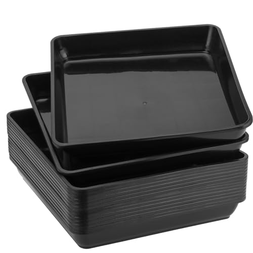 JOIKIT 15 PCS 9 x 9 Inch Square Plant Saucer, Plastic Plant Saucer Drip Tray, Square Flower Pot Tray for Indoors and Outdoor Plant Pots, 1.2 Inch Deep, Black