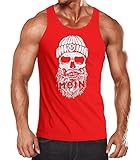 Neverless® Herren Tank-Top Moin Totenkopf Anker Skull Muskelshirt Muscle Shirt rot XL