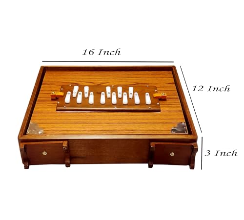 Maanvish Shruti Box, Teak Wood, Chrome, Premium,16 X 12 X 3 Inches, Tuned 440, Surpeti Instrument. Best For Yoga, Kirtan, Musical Instrument, Prm001