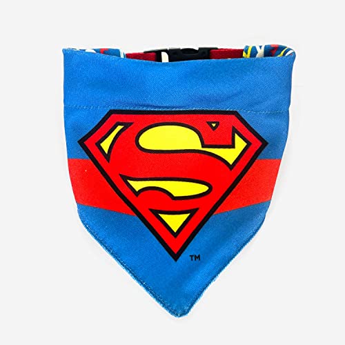 Image of TDIT X�DC Superman Reversible Dog Bandana with Adjustable Dog Collar (Size Small)