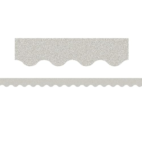 Cenefa plateada brillante festoneada para decoración de aulas 3