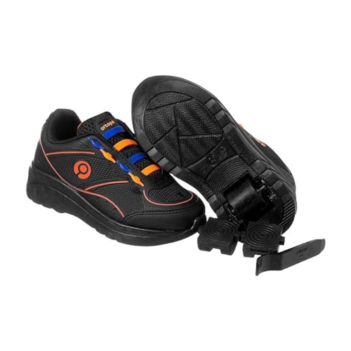 Tenis Infantil Masculino Com Rodinha Ortope Cadarço Colorido (Preto, BR, Criança de 9 a 12 anos, Num