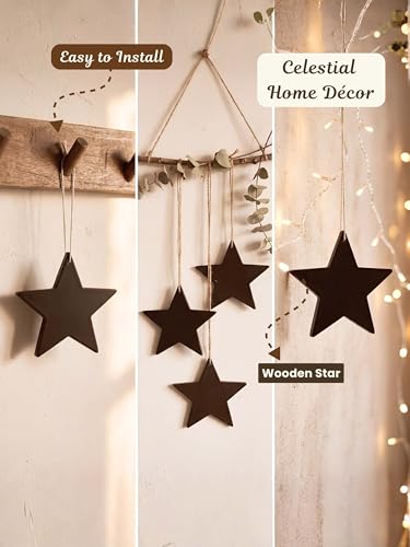 Image of Bombay Greens Hanging Star Planter with Rope | Hanging Plant Indoor Stand | Wooden Planter for Home Decor, Living Room, Balcony & Office Decoration