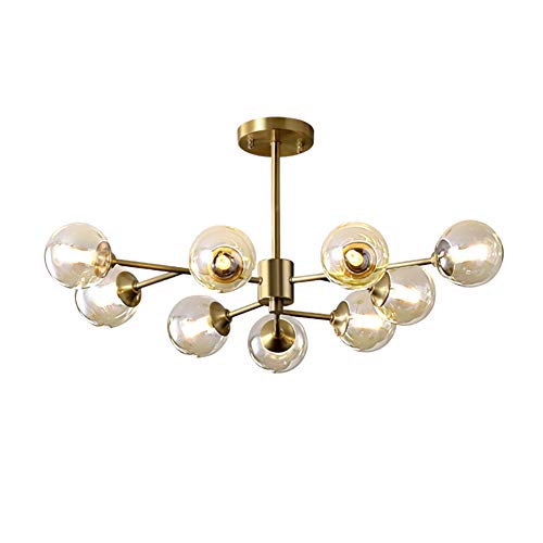 Plafonnier antique réglable avec globes cognac pour salle à manger