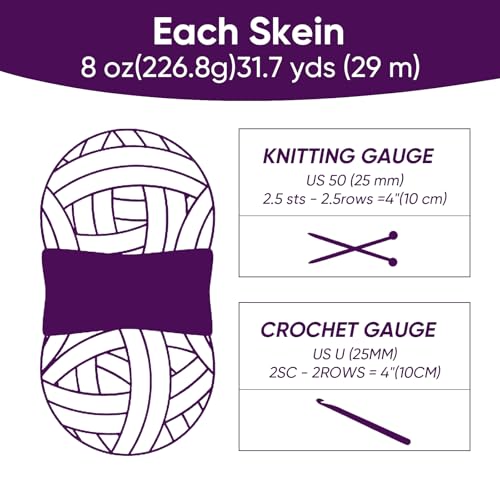 Image of 8 Packs Jumbo Chunky Chenille Yarn - 1820g(64oz) 254 Yards (761ft) Bulky Yarn - Chunky Yarn for Hand Knitting Blanket,Cushions, Pet Bed - Soft and Durable (Violets)