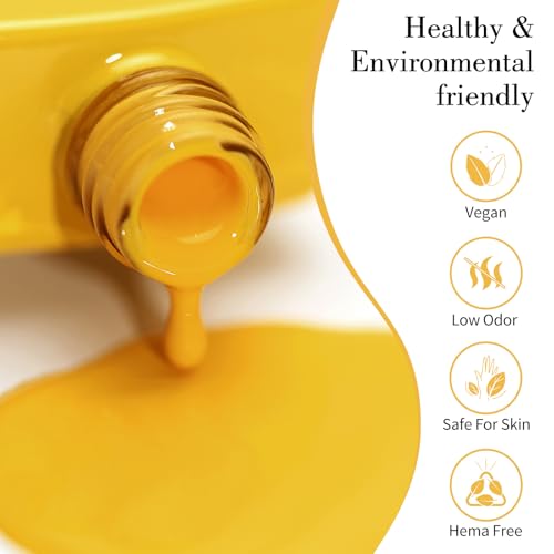 Image of CANNI 9ml Orangey Yellow Gel Nail Polish, High Gloss UV LED Soak Off Gel