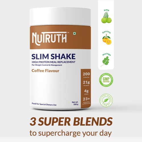 High Protein Meal Replacement Coffee Flavoured Shakes | 21 Gm Protein/Serving | Weight Control & Management Protein Shake for Men and Women | 500 ml Shaker Free