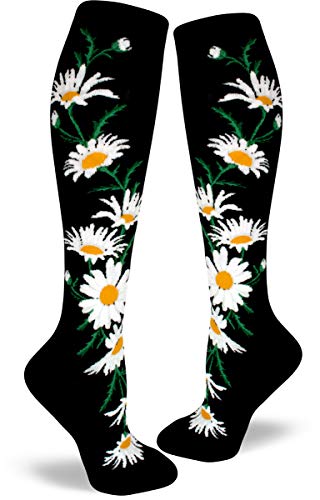 ModSocks Women's Crazy For Daisies Knee High Socks in Black