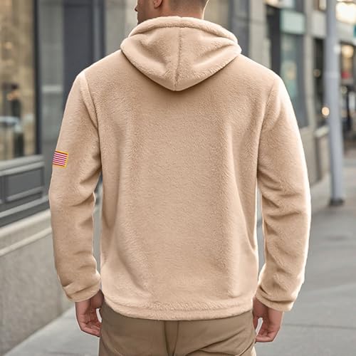 Mens Fuzzy Sherpa Jacket Fleece Long Sleeve Full-Zip Hooded Shirt Casual Warm Winter Jacket Coats Outdoor Fashion4