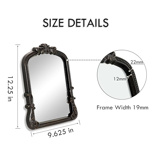 Image of Vintage Vanity Black 9.5x12 Small Tabletop Gothic Mirror with Stand