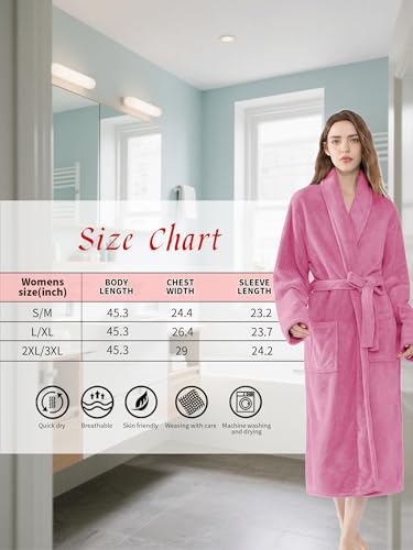 Image of Soft Robe For Women,Warm Plush Bath Robes Female,Spa Towel After Shower Lightweight Long Bathrobe