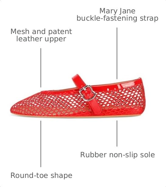 Image of MICIFA Women's Mesh Ballet Flats Fishnet Ballerina Flats Buckle Strap Mary Jane Causal Daily Dress Shoes