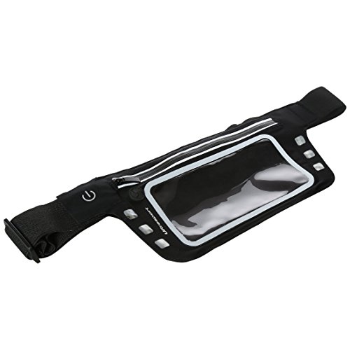 Ultrasport - Cinturón con luz LED y Bolsillo de Neopreno con Cierre de Cremallera, 5,5 Pulgadas, Color Blanco