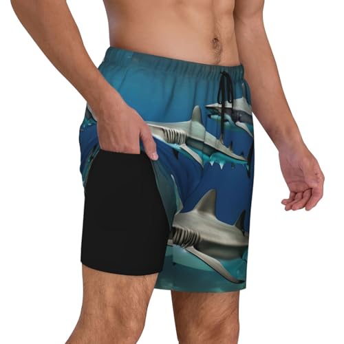 Short de bain double couche EdWal requins maillot de plage confortable - 3
