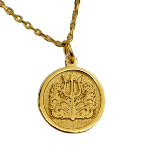 Trident de Poséidon collier argent symbole de force et océan