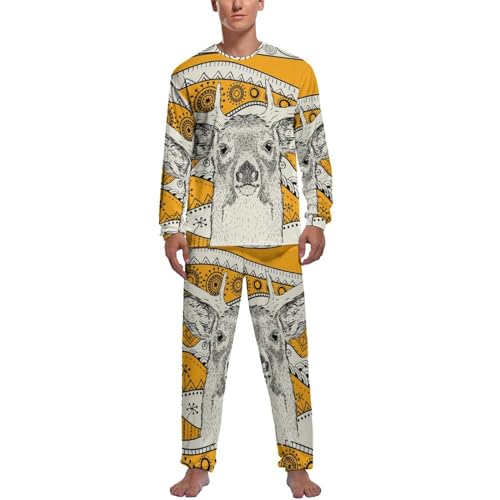 Pyjama homme pantalon vêtement de nuit Cerf D'afrique ensemble manches longues