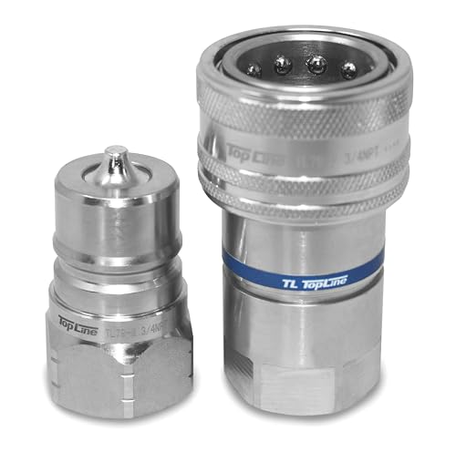 Image of 3 /4 NPT ISO7241-A Quick Disconnect Hydraulic Coupler Set - 3 /4 Body (TL79) Poppet Valve w /Dust caps