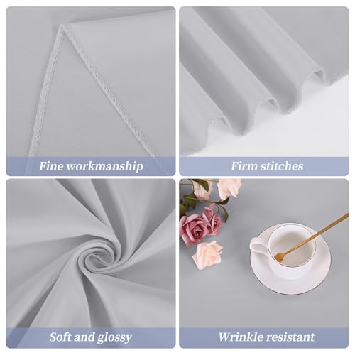 12 Pack Round Tablecloth 120 Inch - Light Grey Polyester Table Cloth for Round Table, Premium Light Grey Tableclothes Washable Fabric Cover for Wedding Party Banquet Restaurant Reception Dining by REWOMC - Image 5