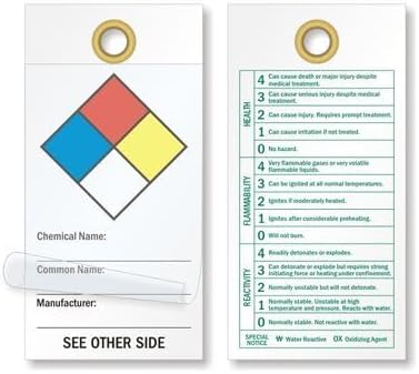 SmartSign (Pack of 100) 1.5 x 3 inch NFPA Diamond Tags, 10 mil Thick Vinyl with Clear Polyester Flap, Made in USA