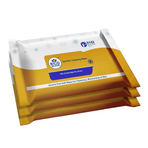 Image of Soft Skin Cleansing Wipes | Alcohol-Free Wet Wipes for Adults | Bed Bath Wipes for Patient Care | Face, Hands & Body Cleansing Wipes | Gentle Skin Cleaning & Moisturizing | Paraben Free Disposable Wipes | 10 Wipes Per Pack (Pack of 3)