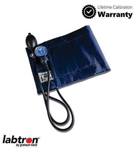 Image of Graham-Field Manual Blood Pressure Monitor - Adult Thigh Size, Blue BP Cuff with Aneroid Gauge and Carry Case