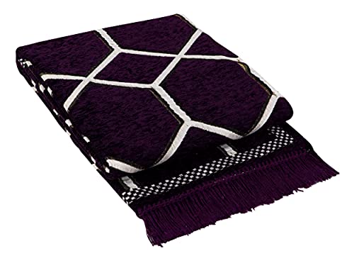 Image of Sparrow WorldGeometric Designer Superfine Exclusive Velvet Chenille Carpet /Area Rug /Bedside Runner (Voilet, 6 X 9 (274 X 182 CM)