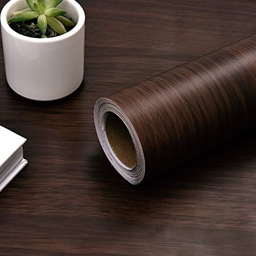 Fantasnight Wood Vinyl Wrap Sticky Back Plastic Roll 40×300cm Dark Brown Self Adhesive Wallpaper Wooden Peel and Stick for Furniture Surfaces Walls Countertop DIY