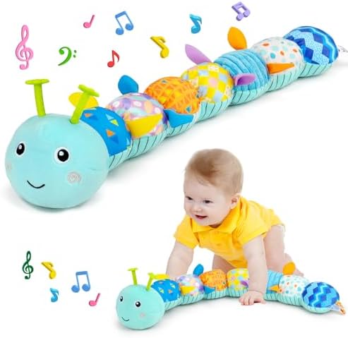 Baby Spielzeug 0 3 6 Monate Raupe Musikspielzeug, Montessori Sensorik SpielzeugBaby Geschenk Jungen mit Lineal Greifling Rassel, Babyspielzeug Neugeborenen Geschenk, Tummy Time Bab