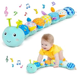 Baby Spielzeug 0 3 6 Monate Raupe Musikspielzeug, Montessori Sensorik SpielzeugBaby Geschenk Jungen mit Lineal Greifling Rassel, Babyspielzeug Neugeborenen Geschenk, Tummy Time Baby Toys