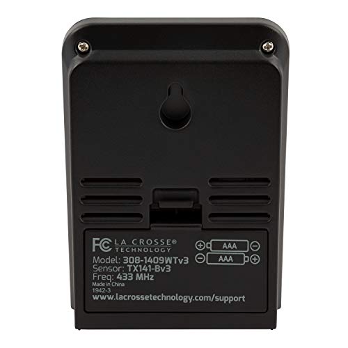 La Crosse Technology Wireless Indoor/Outdoor Temperature Monitor with Hi/Low Records, Humidity, 12/24 Hour Time - 330 Foot Transmission Range