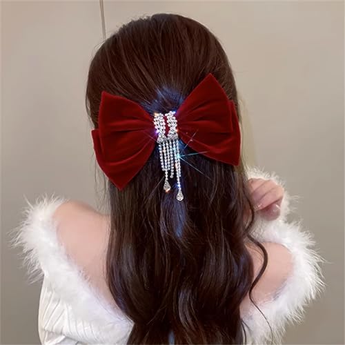 GFHSKRPL Diamonds tassel red headdress hair clips back of spring