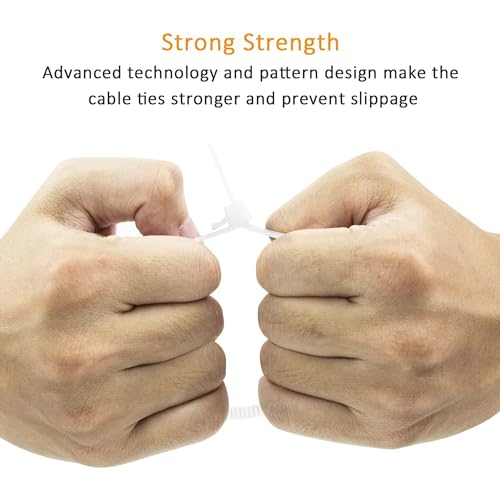 Image of Hian Reusable Nylon Zip Ties for Home, Office, and Outdoor Use - Adjustable, Strong, and Durable Cable Organizers for DIY Projects and Cable Management (White, 6-Inch, Pack of 100)