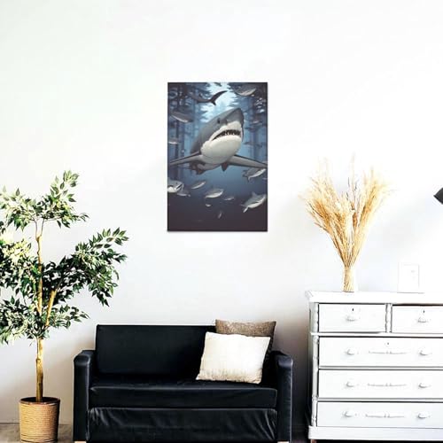 Impression toile requin amusant sans cadre affiche moderne 30x45 - 3