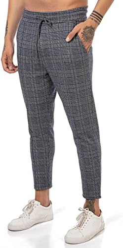 Redbridge Chino Trousers for Men Casual Trousers Checked with Elastic Waistband Jogging Trousers Casual Grey XL