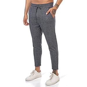 Chino-Hose für Herren Freizeithose kariert mit Gummibund Jogg-Pants Casual