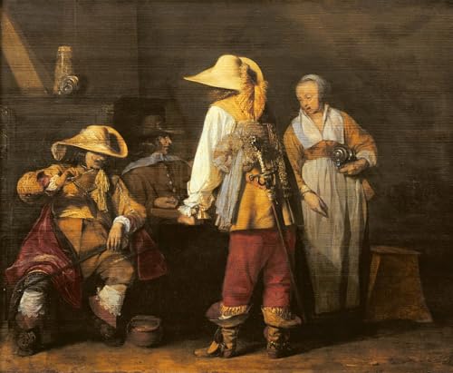 Pintura murales lienzo de posada clásica de Ter Borch, cuadro interior para hogar de 60x90cm