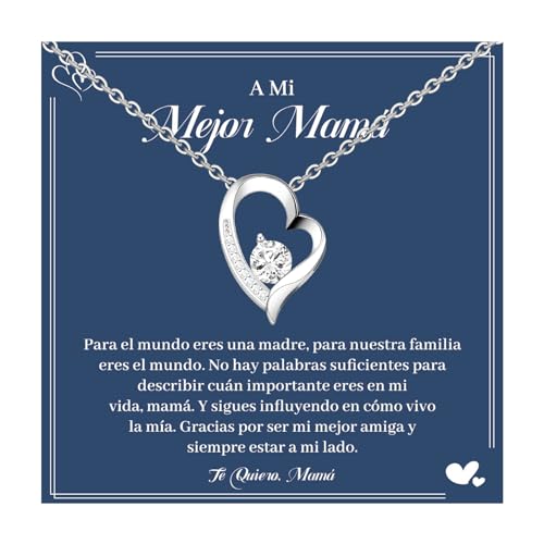 MANVEN Collar de Mamá Regalo Dia De La Madre 100 Idiomas de Te Quiero - Ideas para Cumpleaños y Navidad