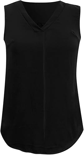 Miniatura 8 de SNKSDGM Womens Blouses Fashion 2023 Summer Sleeveless Chiffon Tank Tops Loose Casual V Neck Flowy Business Office Shirts