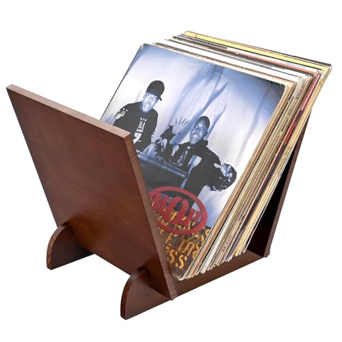 SwallovLiving Wooden Vinyl Record Holder, Flip Display Vinyl Record Storage Stand, Wood Tabletop Recorderholder Elegant Design for 40 Music Albums - Les Beatles, Paul McCartney, John Lennon, RIngo Starr, George Harrison SwallovLiving Wooden Vinyl Record Holder, Flip Display Vinyl Record Storage Stand, Wood Tabletop Recorderholder Elegant Design for 40 Music Albums