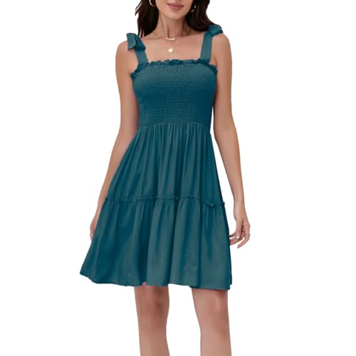 Women's Summer Spaghetti Strap Cover Up Strapless Dresses Ruffle Tube Top Beach Mini Dress2