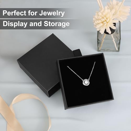 Jewelry Gift Boxes, 5 Pack 3.5×3.5x1.18 Inch Cardboard Jewelry Boxes, Bulk Small Jewelry Boxes with Lids for Necklace Ring Earring Display Box (Black) - Image 4