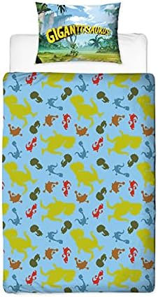 Gigantosaurus Single Duvet Cover Officially Licensed | Reversible Two Sided Design with Matching Pillowcase, Polycotton, Green