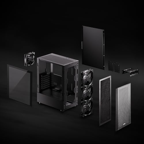 XPG Valor MESH (kompaktes ATX-Mid-Tower-Gehäuse, MESH-Frontpanel-Design, 3mm-gehärtetes Glas-Seitenpanel, vorinstallierte x4 120mm Lüfter)