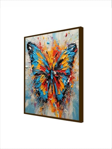 Image of Artsense Painting for wall decoration Abstract wall painting for living- butterfly painting for home decoration with frame-Multicolor /20x20 inches /(50x50 cm) (blue-mix)