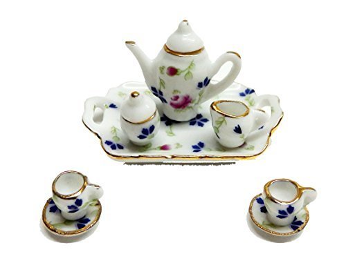 Melody Jane Dollhouse Tea Dinner Set Pink Blue Floral Dining Room Accessory