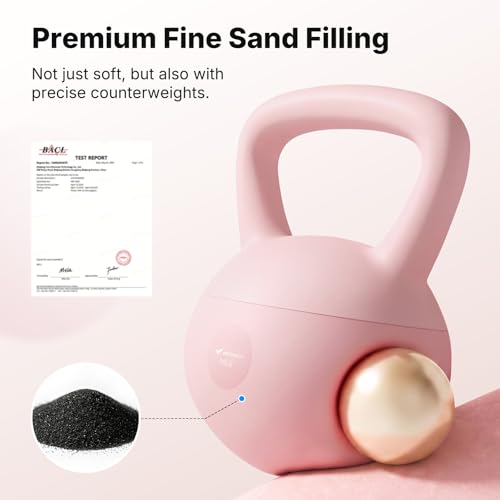 MERACH Soft Kettlebells, Strength Training Kettlebell with Wide Non-Slip Handle, Sea and Iron Sand Filled Kettle Bell with Soft-Sided Cushioned Base for Home Workouts, Ideal for Men, Women(15lb Pink/25lb Blue) - Image 5