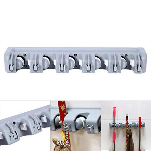 GOTOTP 2Pcs Organizador Soporte de Escobas y Fregonas con 6 Ganchos Retráctiles 5 Posiciones,Soporte de Pared para Colgar Herramientas para Cocina Cover